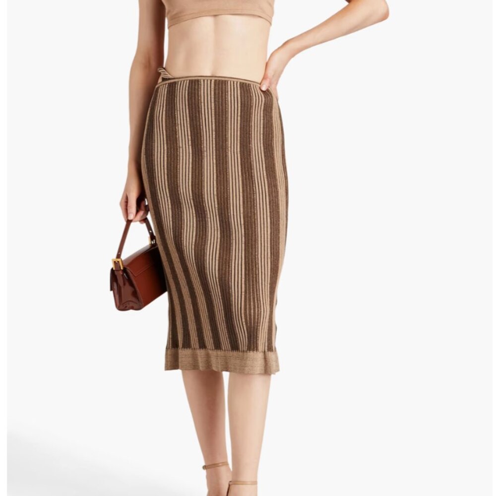 JACQUEMUS Gelato striped ribbed stretch cotton-blend midi skirt